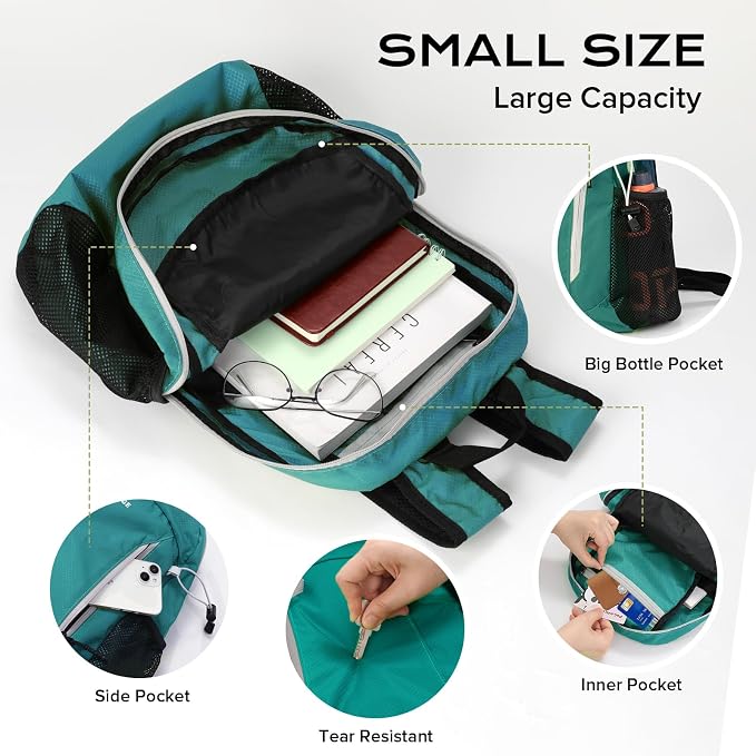 VPBAGE 15L Water-resistant Hiking Daypack, Small Backpack Travel Outdoor - Image 3