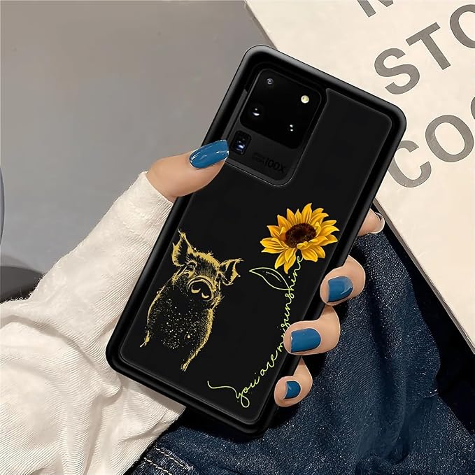 for Samsung Galaxy S20 Ultra Case, Pig Sunflower Yellow Sunshine Pattern - Image 6
