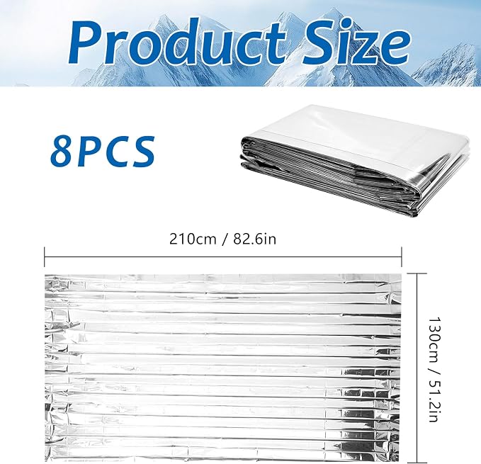 20 Pcs Emergency Mylar Thermal Blanket, High Reflectivity Survival Blanket - Image 2