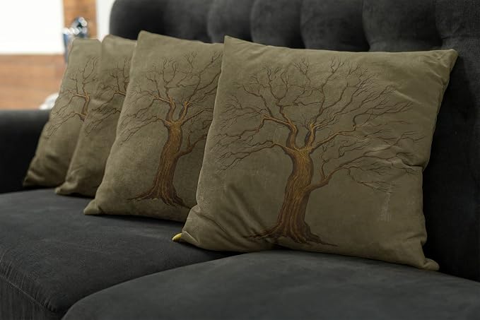Ambesonne Tree Throw Pillow Cushion Case Pack of 4, Illustration of a Big Tree - Image 7