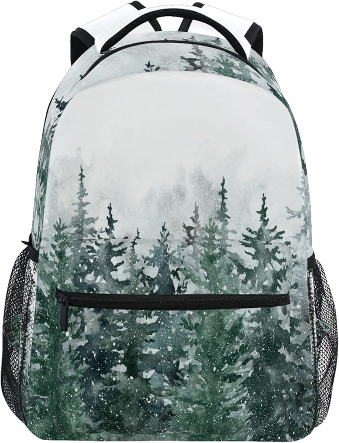 Winter Forest Kids Backpack Pinewood Tree School Backpacks Boys Girls Preschool by Wamika