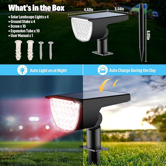 GKGG Solar Multicolor Lights Waterproof IP65, 8 Lighting Modes Solar Spot - Image 6