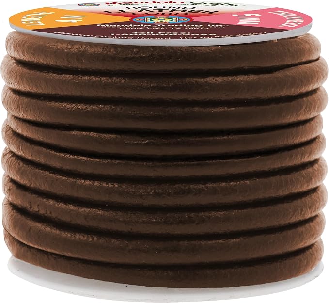 Mandala Crafts Round Genuine Dark Brown Leather Cord - Image 2
