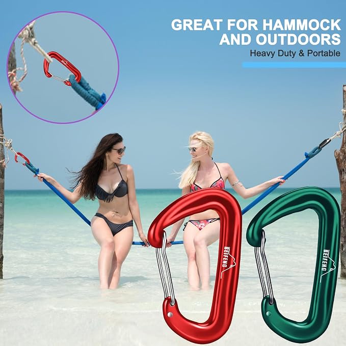 BEIFENG Heavy Duty Lightweight Locking Carabiner Clips D Ring - Image 4