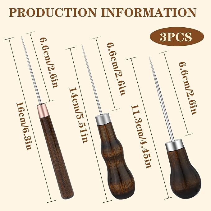 ZXIIXZ 3 Pack Leather Scratch Awl Tool, Awl Tool Sewing - Image 2
