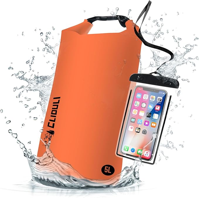 Waterproof Dry Bag, Roll Top Orange Small Waterproof Backpack by Cliduli