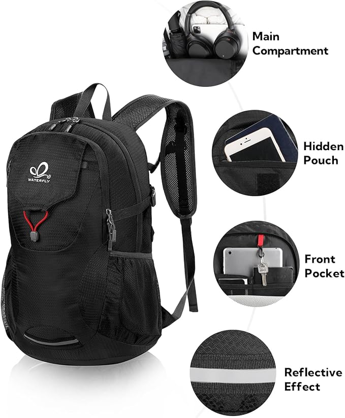 WATERFLY Lightweight Packable Hiking Backpack: 30L Foldable Travel Daypack - Image 3