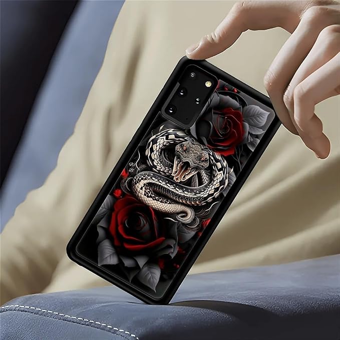 for Samsung Galaxy S20 Plus Case, Entwined Rose Snake Pattern Graphic Design - Image 4