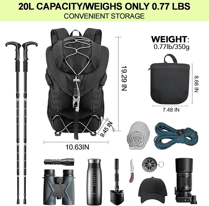 Seektop Ultra Lightweight & Packable Hiking Backpack 20L, Water-Resistant - Image 5