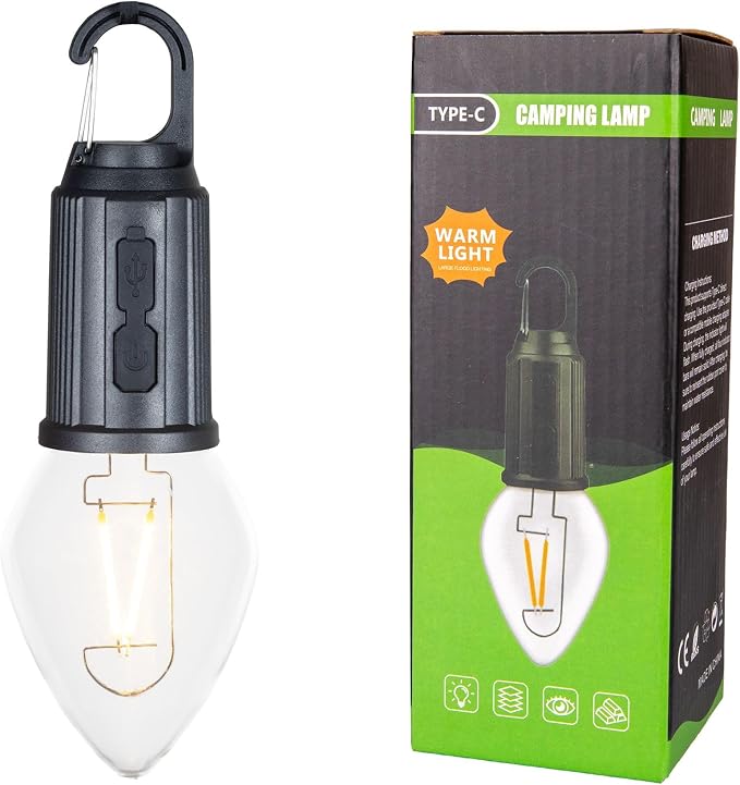 4-Pack Rechargeable Camp Light, Warm White LED Teardrop Bulb, Battery Powered - Image 7