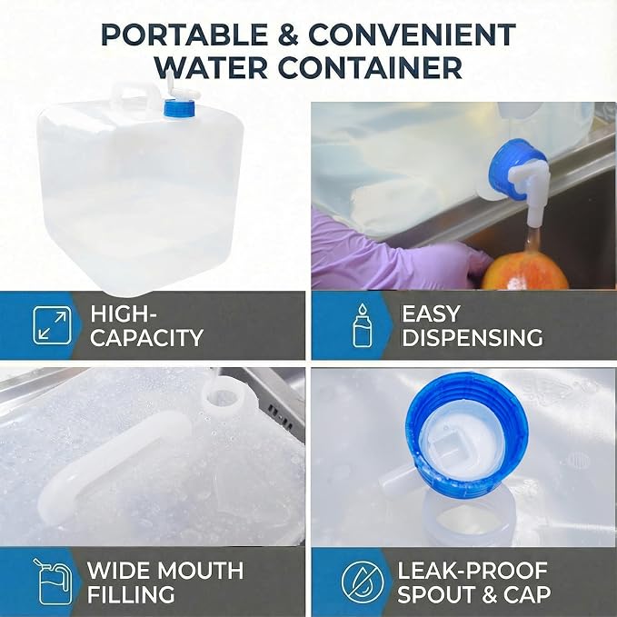 3-Pack 5.3 Gallon Collapsible Water Containers - Image 3