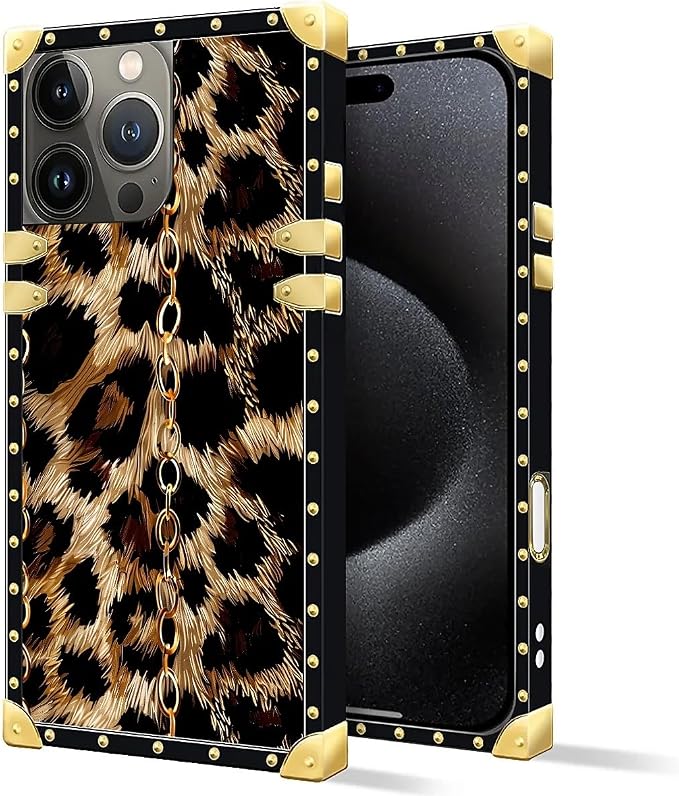 Compatible with iPhone 16 Pro Max Case, Seamless Gold Chain Leopard Luxury - Image 2