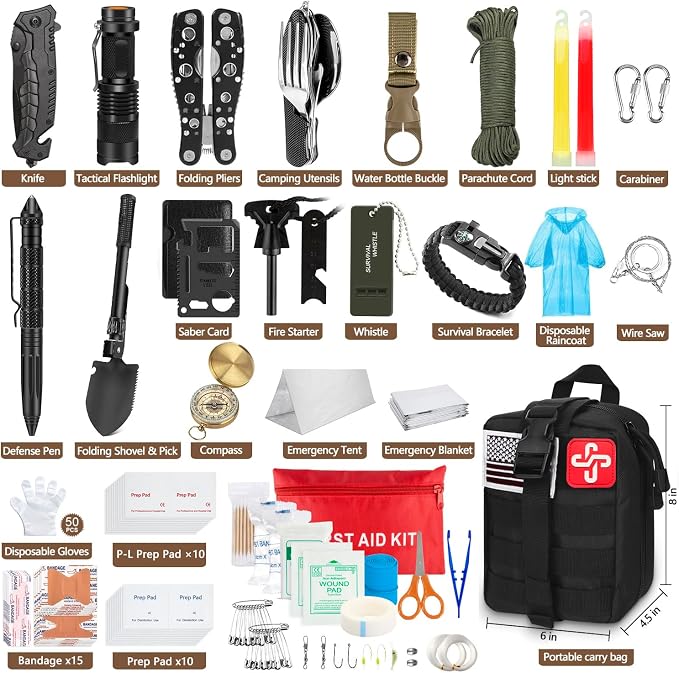 238Pcs Emergency Survival Kit and First Aid Kit, Professional Survival Gear Tool - Image 2