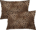 Brown Leopard Throw Pillow Covers Set of 2 Queen Size Black Cheetah Skin Wild by Unknown