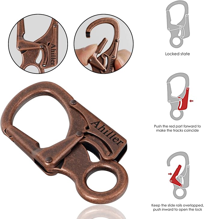 Ahiller Carabiner Clip, Double Anti-Misopening Locking Design, Key Ring Clip - Image 2