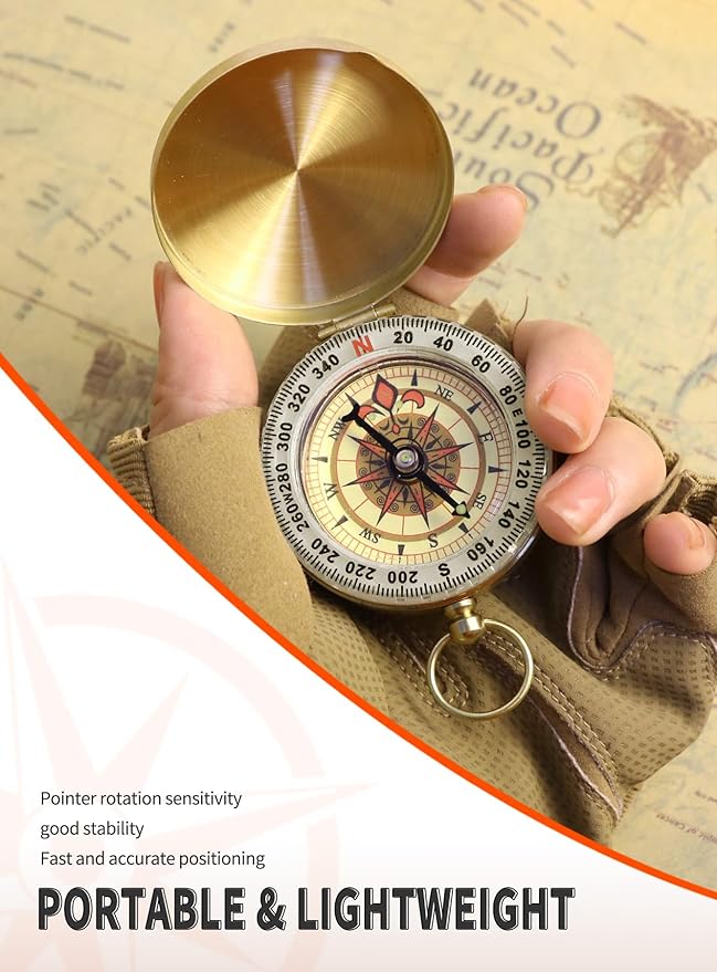 Waterproof Brass Compass for Hiking, Survival & Navigation – Large Dial Pocket - Image 5