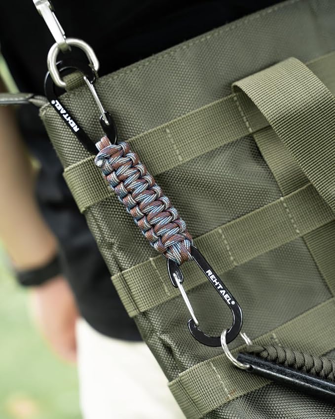 Paracord Braided Carabiner Keychain Lanyard Strap, Hanger Stroller Hook w/2 - Image 5