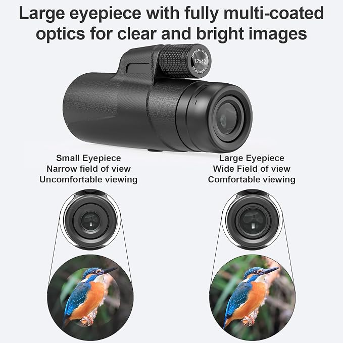 12x42 Monocular Telescope for Adults, High Powered HD Compact Monoculars - Image 5