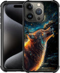 for iPhone 16 Pro Case, Star Cave Hungry Wolf Pattern Graphic Design Girl Boy by FKBRCL4U