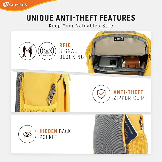 SKYSPER Sling Bag RFID Cross Body Bag Recycled Crossbody Backpack Travel Daypack - Image 3