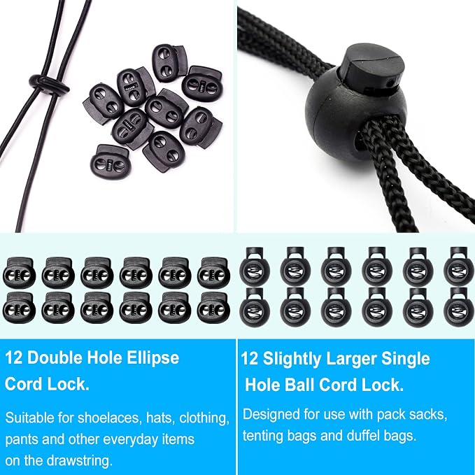 ZUSHALLMY 48pcs Upgraded Plastic Cord Lock, Cord Locks - Image 4