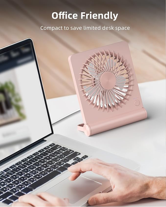 Koonie USB Fan, Strong Wind Ultra Quiet Small Desk Fan 220° Tilt Folding 3 - Image 2
