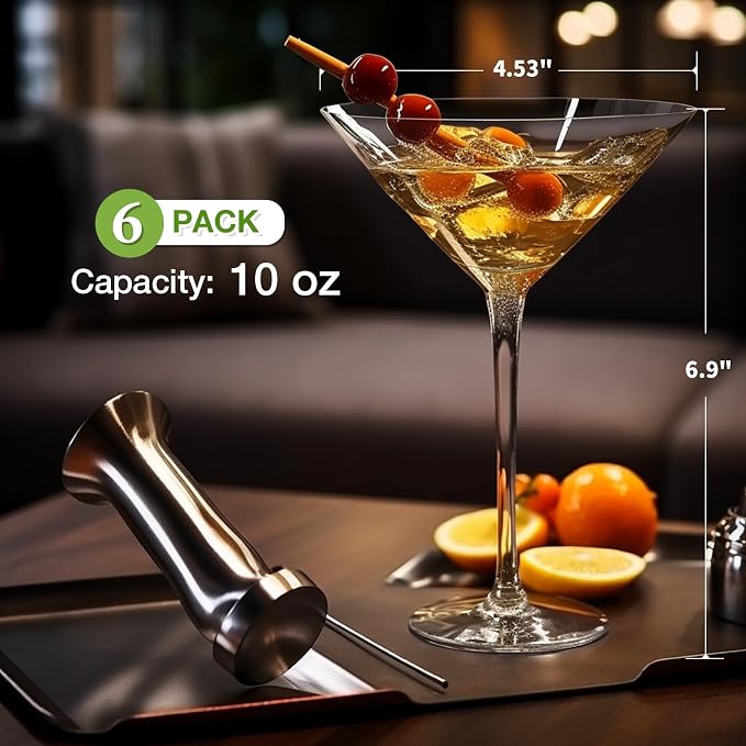 Unbreakable Martini Glasses Set of 6, 10 oz Plastic Martini Cocktail Glasses - Image 6