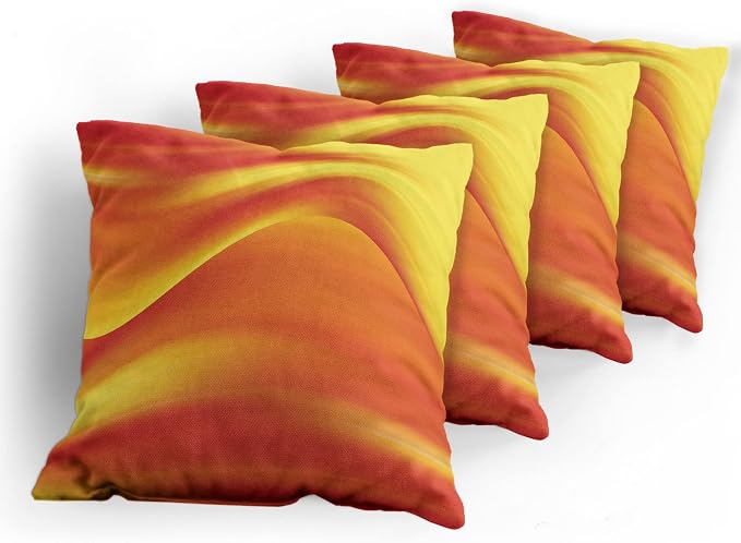 Ambesonne Orange Decorative Throw Pillow Case Pack of 4, Digital Waves - Image 5