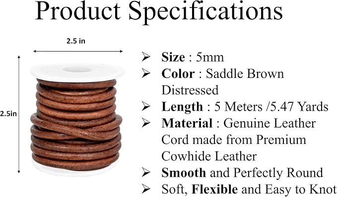 GENIQUE Real/Genuine Round Leather String Cord - Image 2