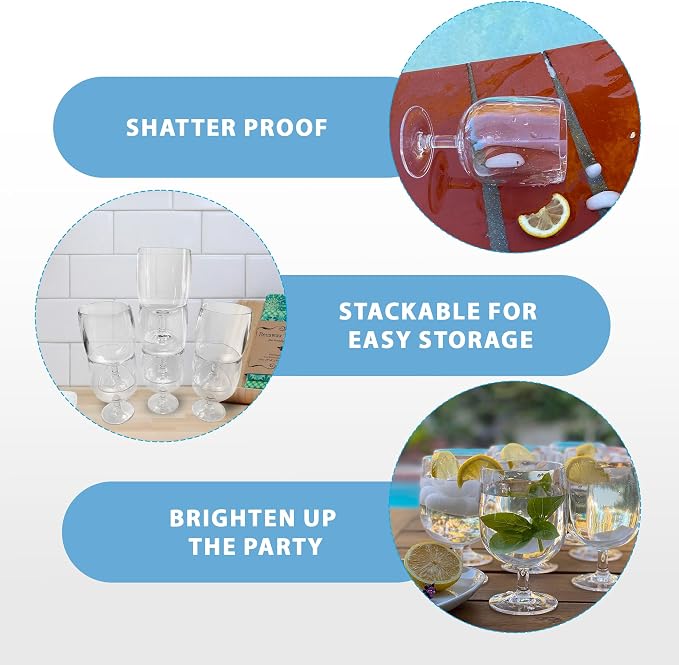 Lily's Home Unbreakable Plastic Wine Glasses Set of 8, 12 oz Shatterproof - Image 4