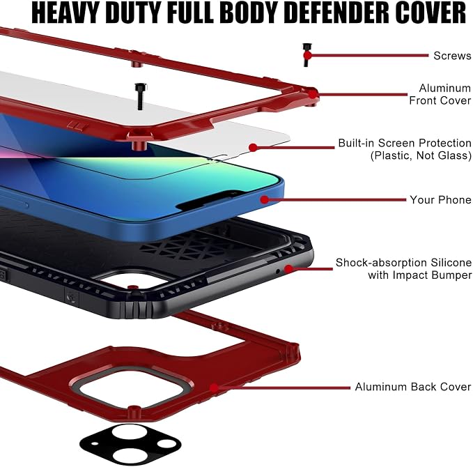 Mitywah Waterproof Case for iPhone 13, Heavy Duty Military Grade Drop - Image 3