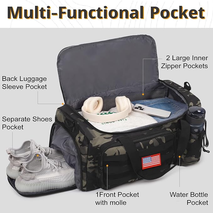 Tactical Gym Bag for Men, 60L Large Capacity Duffle Bags - Image 3