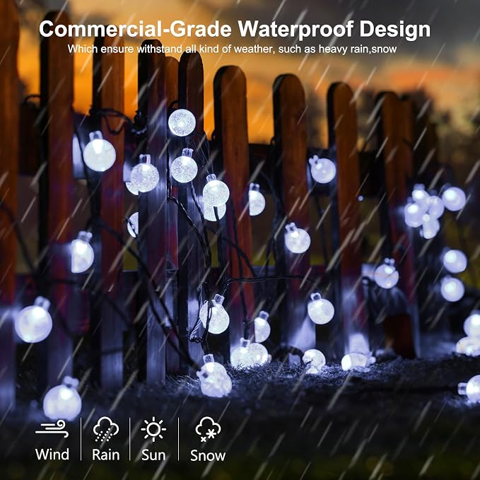 Joomer Solar Powered String Lights Waterproof, 39FT 60 LED Outdoor Solar String - Image 4