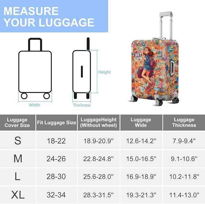 ANNA QUEEN Vintage Travel Stickers Gir Luggage Cover -Stretchable Airplane - Image 7