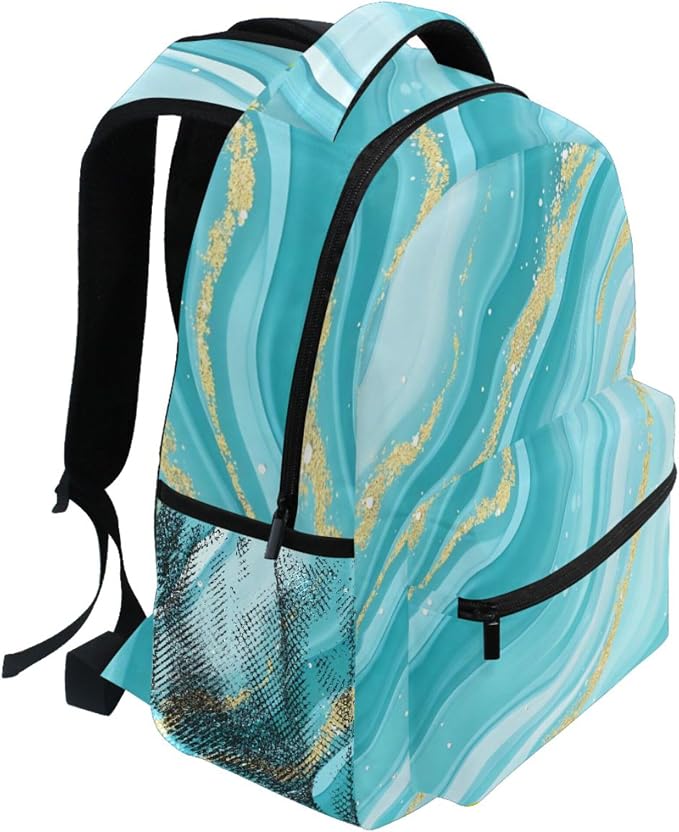 Wamika Turquoise Tie Dye Backpack Green Blue Marble School Backpacks Preschool - Image 5