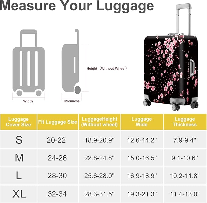 ANNA QUEEN Cherry Blossom Luggage Cover, Elegant Pink Sakura Design Suitcase - Image 5