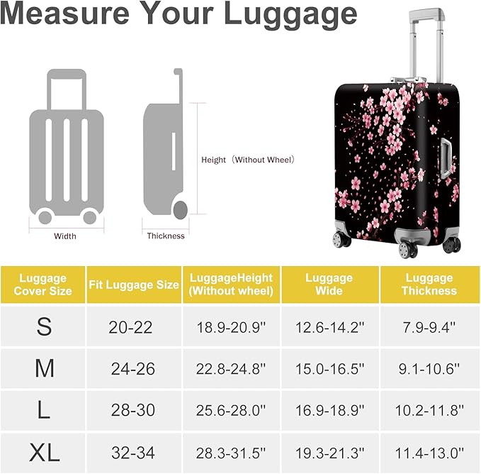 ANNA QUEEN Cherry Blossom Luggage Cover, Elegant Pink Sakura Design Suitcase - Image 5