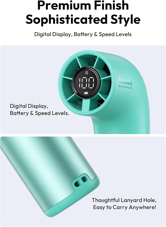 Aecooly Portable Handheld Fan, Powerful Turbo Mini Fan, 19000 RPM High Speed - Image 7