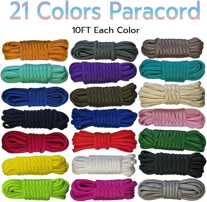 21 Colors Paracord, 550lb Parachute Cord Combo Kit - Image 2