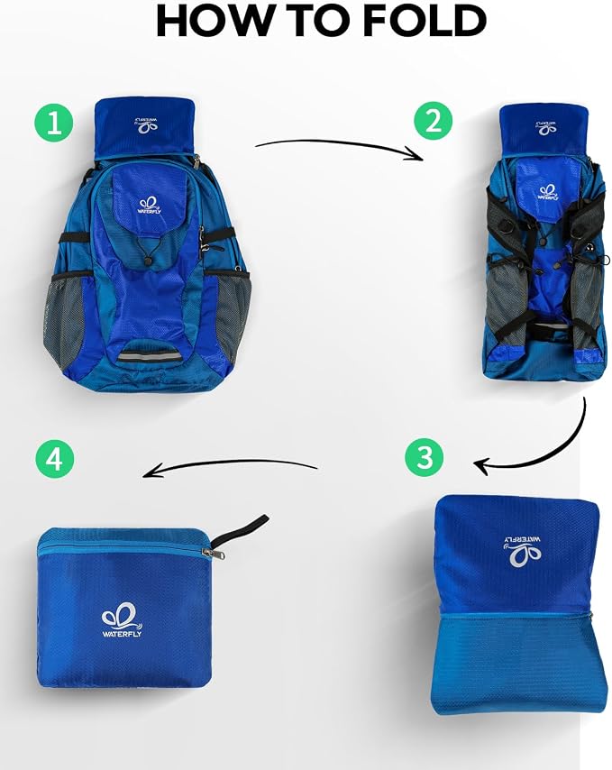 WATERFLY Lightweight Packable Hiking Backpack: 30L Foldable Travel Daypack - Image 6