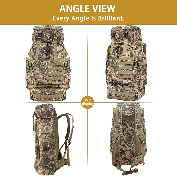 80L Camping Hiking Backpack, Large Military Tactical Backpack - Image 7