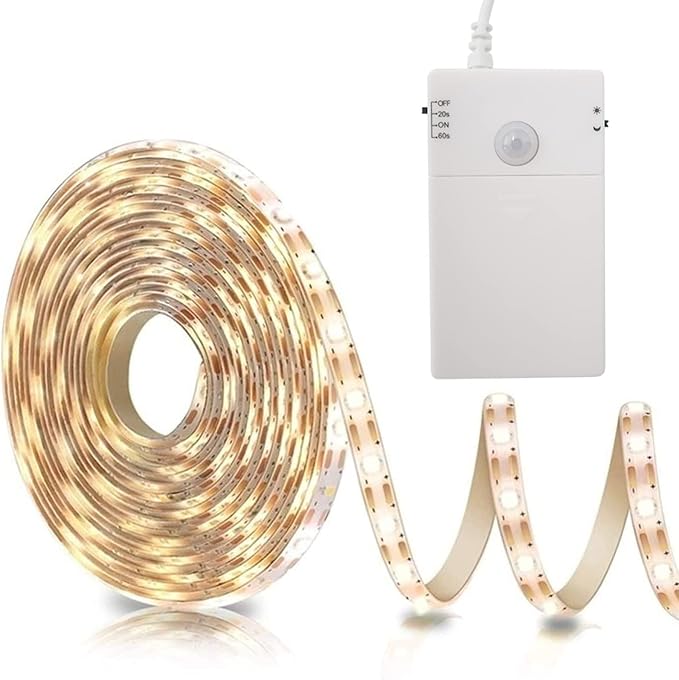 echosari Battery Operated Motion Sensor Cabinet Strip Lights, 9.8Ft 90 LED by echosari