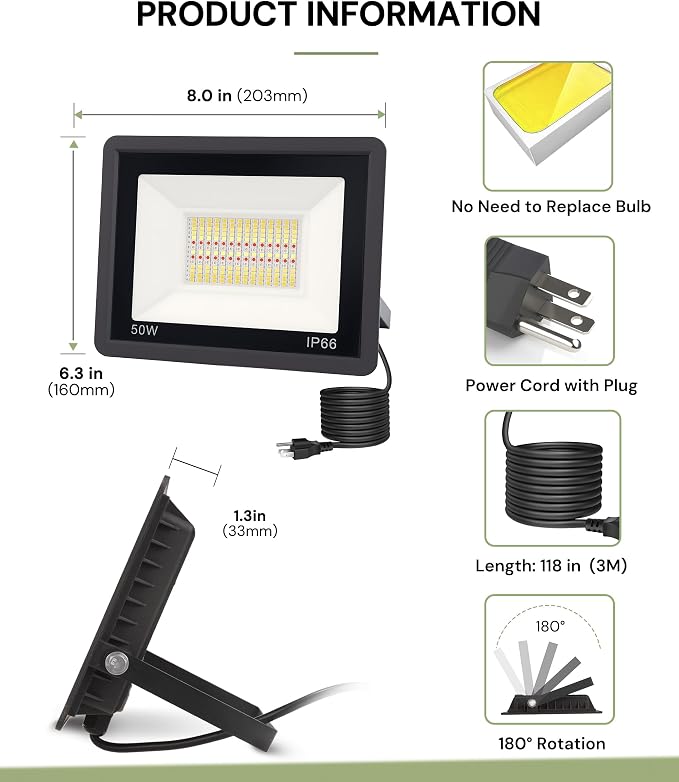 L LOHAS LED 50W Flood Light Outdoor, RGB Landscape Lighting - Image 7