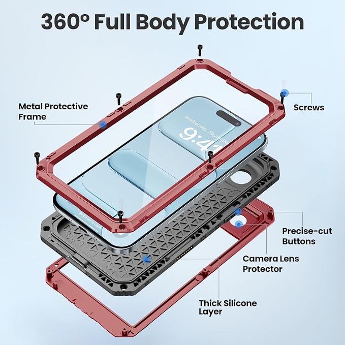 Mitywah Waterproof Case for iPhone Air, Military Grade Rugged Metal Case - Image 4