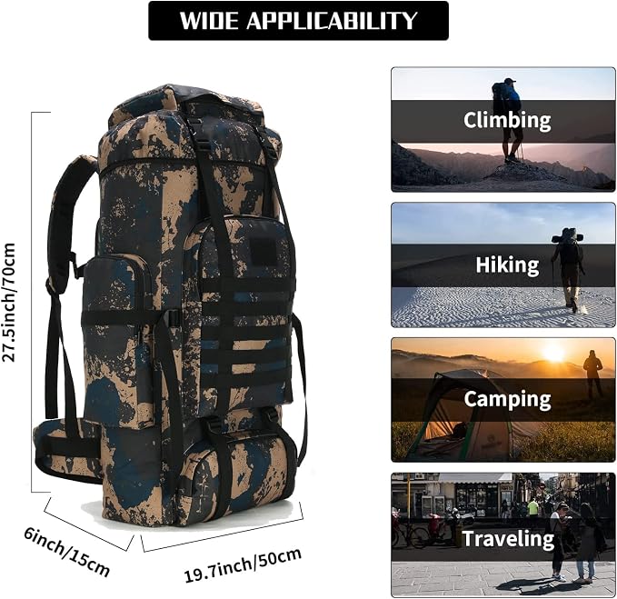 Hiking Backpack for Men 70L/100L Camping Backpack Military Rucksack Molle 3 - Image 4