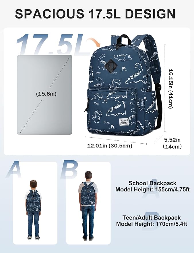 VASCHY Backpack for School, Lightweight Water Resistant Bookbag Casual Daypack - Image 2