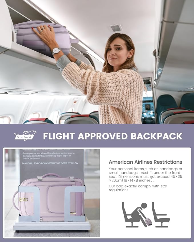 LOVEVOOK Travel Backpack For Women Flight Approved, 50L Large Carry On Backpack - Image 7
