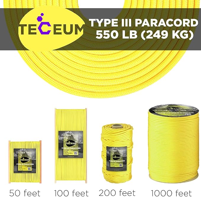 TECEUM 5/32" Paracord Rope 1000 – 1000ft / 200ft / 100ft / 50ft – Tactical - Image 9