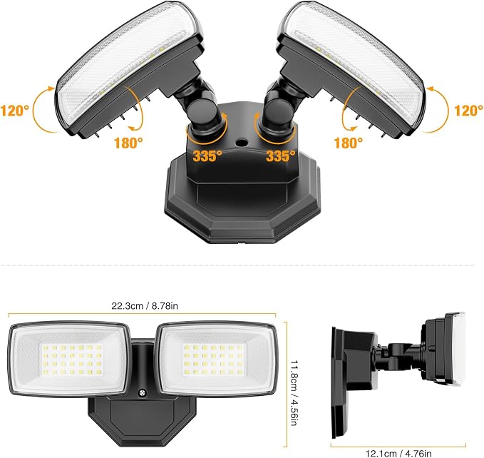 Onforu 3200LM Flood Lights Outdoor, 32W 6500K LED Security Light Switch - Image 8