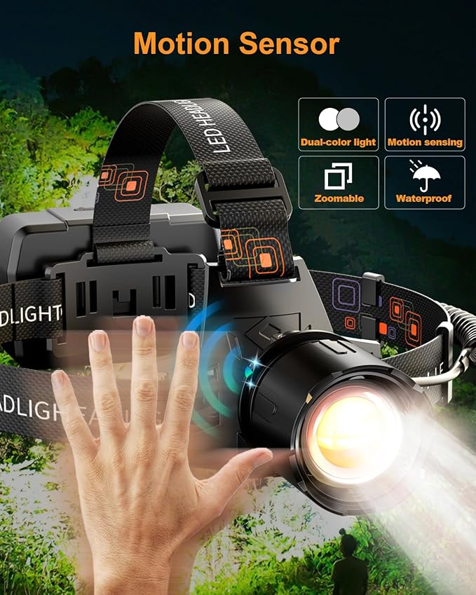 SKYFIRE Rechargeable Headlamp 3000 Lumens Motion Sensor, LED Super Bright - Image 7